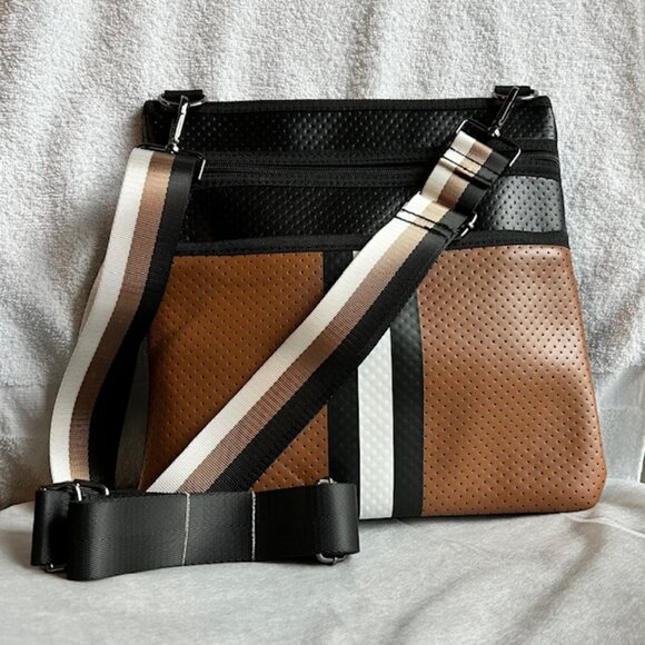 HAUTE SHORE Handbags - Haute Shore Peyton Chic Crossbody Bag Black & Caramel + 2 Straps